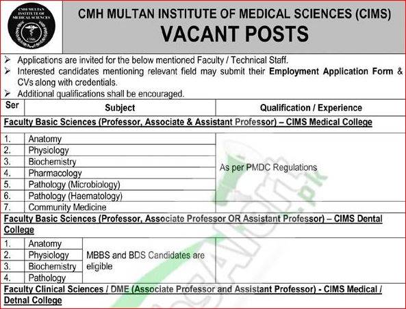 CMH Multan jobs 2024